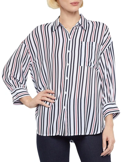 Nydj Womens Button Down Collared Blouse In Multi