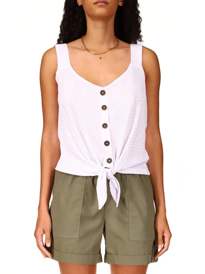 Sanctuary Womens Button-down Tie Front Tank Top In White