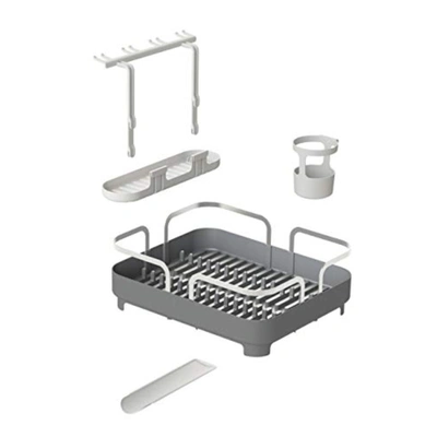 Umbra Holster Dish Rack Molded Plastic Dish Drying Rack With Drainage Spout In Grey