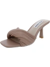 Steve Madden Twinkled Womens Faux Leather Square Toe Mule Sandals In Beige