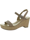 Naturalizer Carlita Womens Leather Ankle Strap Wedge Sandals In Beige