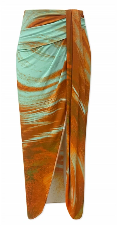 Jonathan Simkhai Gwena Marble-printed Jersey Skirt In Multi