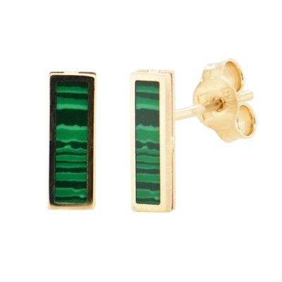 Sabrina Designs 14k Malachite Bar Studs In Gold