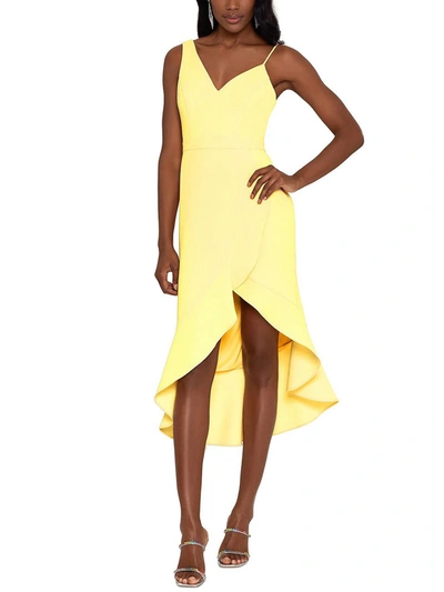Xscape Womens Ruffled High-low Midi Dress In Yellow