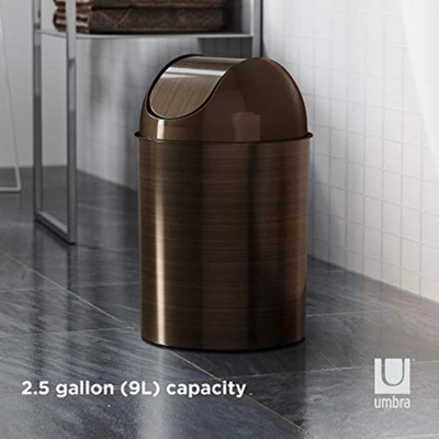Umbra Mezzo Swing-top Waste Can, 2.5-gallon (10 L) In Brown