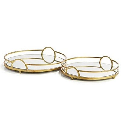Napa Home & Garden Set Of 2 Hudson Mirrored Trays In Gold