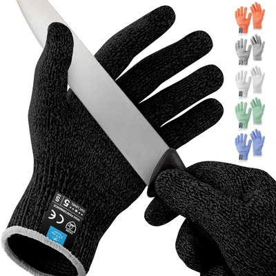 Zulay Kitchen Cut Resistant Gloves Food Grade Level 5 Protection In Black