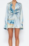 Simkhai Roma Marble-print Mini Shirtdress In Multi
