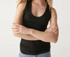 MICHAEL STARS MICAH RUCHED SCOOP NECK TANK IN BLACK