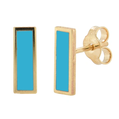 Sabrina Designs 14k Turquoise Bar Studs In Gold