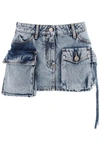 Attico Distressed Miniskirt With Multi-pocket Design And Belt Loops