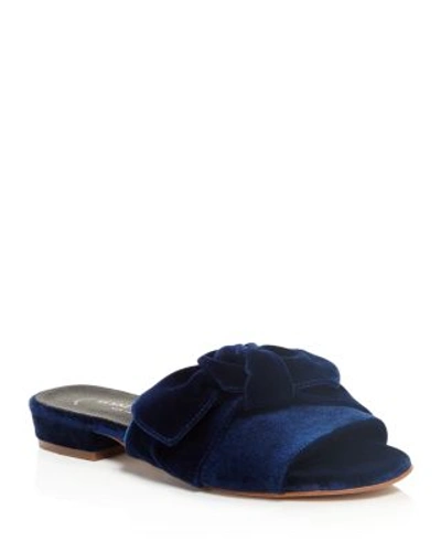 Kenneth Cole Candice Velvet Slide Sandals In Blue