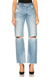 Moussy Vintage Odessa Distressed Wide Straight-leg Jeans In Blue