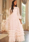 Needle & Thread Bronte Off-the-shoulder Ruffled Tulle Gown In Pink