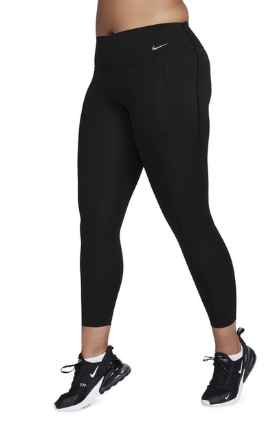 Nike Women's Universa Medium-support Mid-rise 7/8 Leggings With Pockets In Black