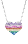 LILY NILY KIDS' RAINBOW CUBIC ZIRCONIA HEART PENDANT NECKLACE