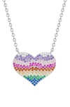 Lily Nily Kids' Rainbow Cubic Zirconia Heart Pendant Necklace In Multi Silver