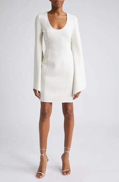 Michael Kors Bell Sleeve Wool Mini Dress In Ivory