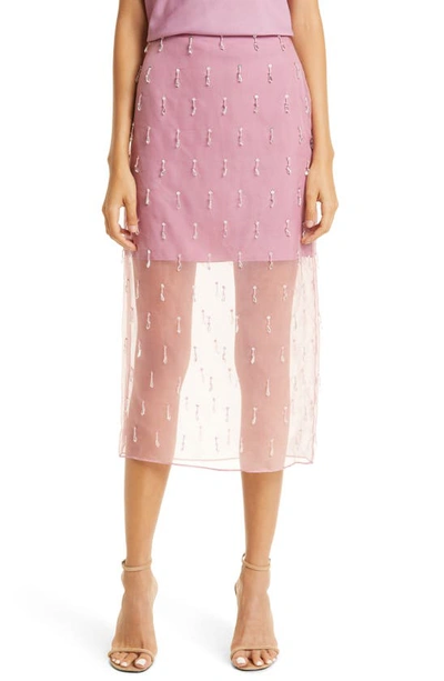 Cinq À Sept Marta Crystal-embellished Silk Skirt In Faded Violet