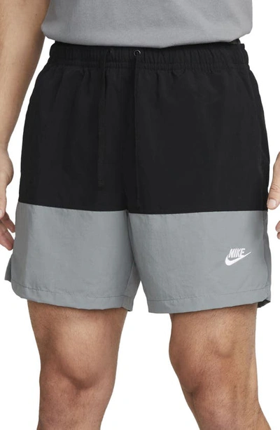 Nike Colorblock Crinkle Water Repellent Hybrid Shorts In Black