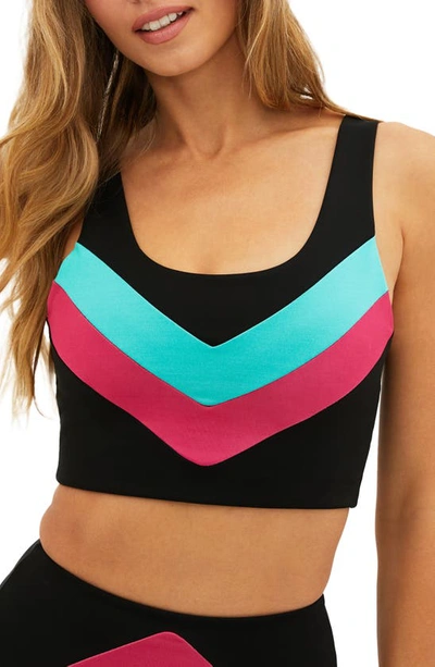 Beach Riot Chevrons Colorblock Sports Bra In Tidal Colorblock