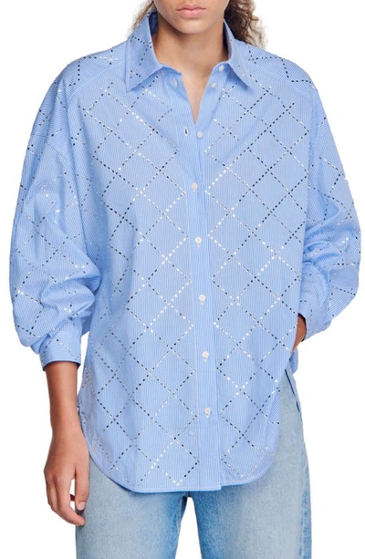 Sandro Janeiro Rhinestone-embellished Shirt In Sky_blue
