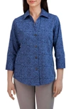 Foxcroft Paityn Jacquard Button-up Shirt In Denim Blue