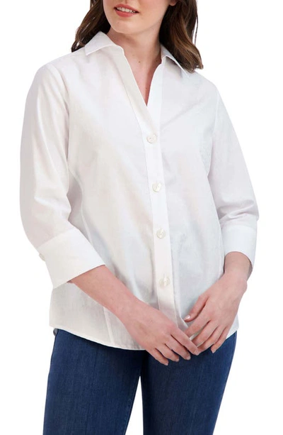 Foxcroft Paityn Jacquard Button-up Shirt In White