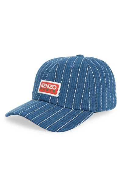 Kenzo Cap With Logo In Medium Stone Blue Denim