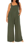 Buxom Couture Wide Leg Jumpsuit In Olive