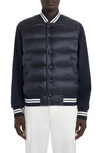 MONCLER QUILTED NYLON & COTTON KNIT VARSITY CARDIGAN