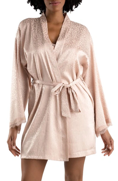 In Bloom By Jonquil Beatrice Lace Trim Jacquard Robe In Cameo Pink