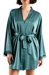 In Bloom By Jonquil Beatrice Lace Trim Jacquard Robe In Silver Pine