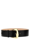 Alexander Mcqueen Adjustable Wide Band With Geometric Buckle In Black