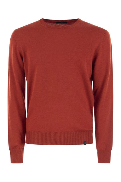 Fay Wool Crew-neck Pullover In Red