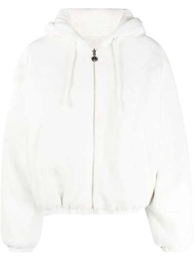 Moose Knuckles Zip-up Cropped Hooded Jacket In White