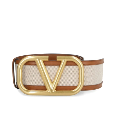 Valentino Garavani Vlogo Signature Belt In Beige Brown