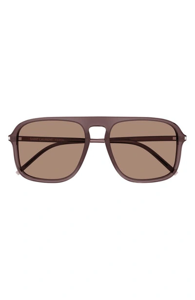 Saint Laurent 58mm Square Sunglasses In Brown