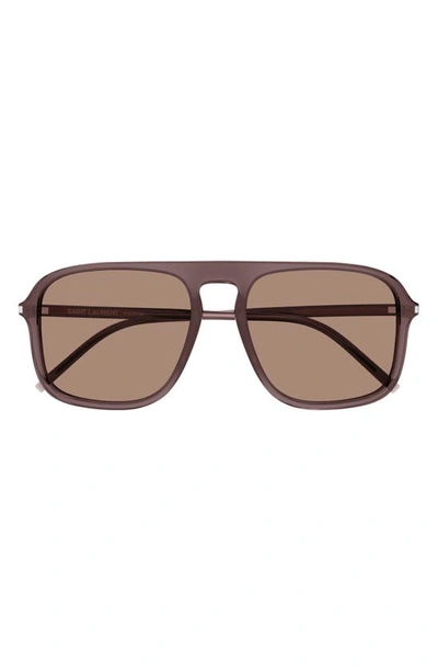 Saint Laurent 58mm Square Sunglasses In Brown ModeSens