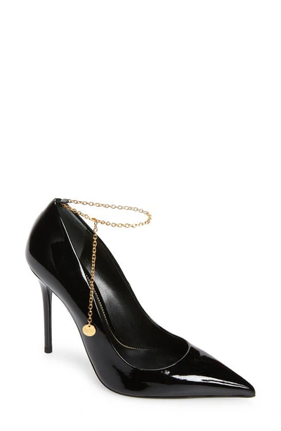 Tom Ford 105mm Patent Leather Anklet Pumps In Black