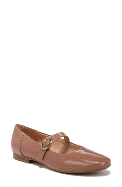 Naturalizer Kelly Mary-jane Flats In Hazelnut Patent Leather