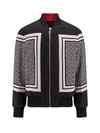 Balmain Monogram-print Reversible Bomber Jacket In Black