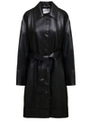 Low Classic Patent-finish Belted Trench Coat In Black