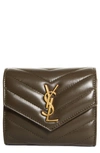 Saint Laurent Monogram Matelassé Leather Trifold Wallet In Light Musk