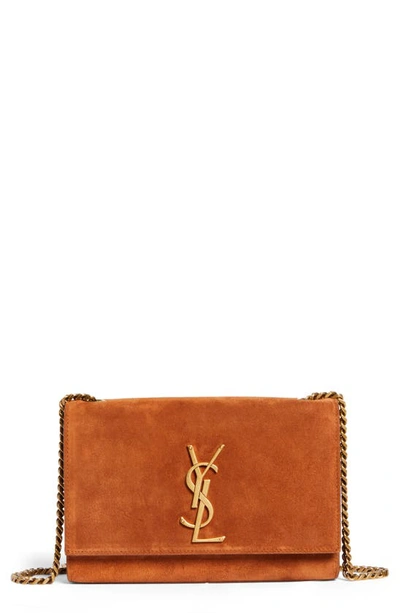 Saint Laurent Small Kate Leather Shoulder Bag In Brown