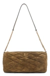 Saint Laurent Sade Small Quilted Suede Shoulder Bag In Green