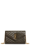 Saint Laurent Cassandre Matelassé Leather Wallet On Chain In Light Musk