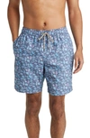 Rails Kian Drawstring 8.25 Printed Swim Trunks In Blue Miami Cove