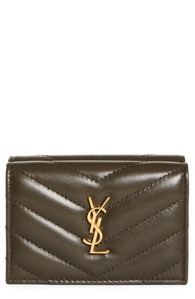 Saint Laurent Tiny Matelasse Origami Trifold Leather Wallet In Light Musk