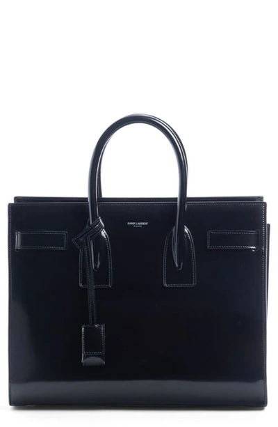 Saint Laurent Sac De Jour Small Leather Tote Bag In Nero/nero